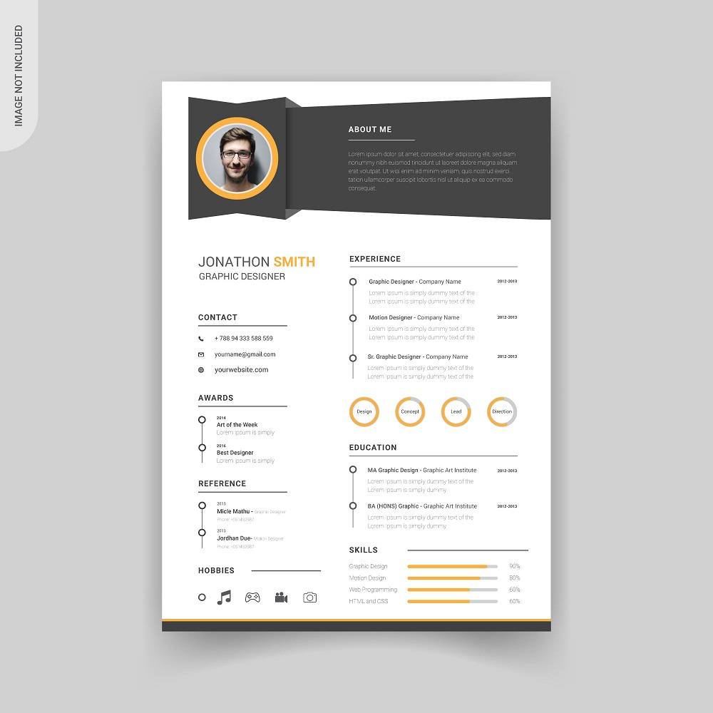professional modern resume template design gray