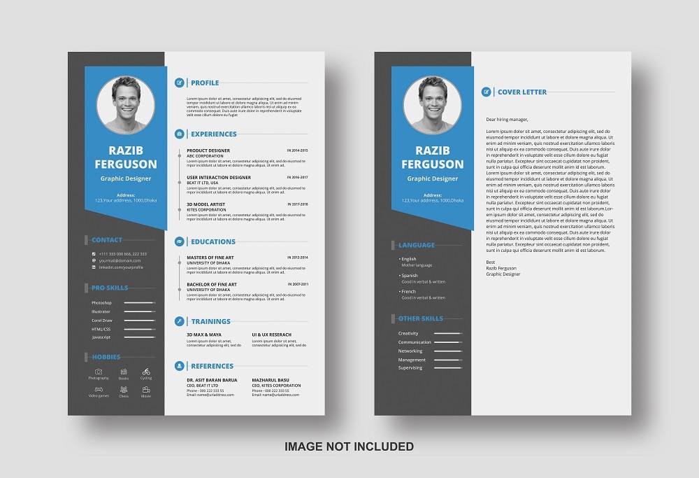 resume cv with cover letter design template